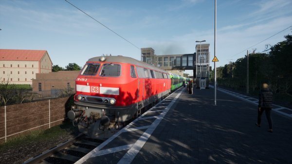 BR 218 met Flixtrain rijtuigen op Rheinfeld [Holst]